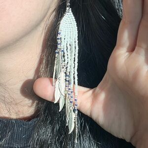 Elegant Beaded Feather Earrings